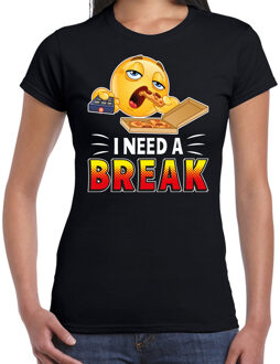 Bellatio Decorations Funny emoticon t-shirt I need a break zwart voor dames XS