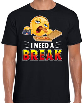 Bellatio Decorations Funny emoticon t-shirt I need a break zwart voor heren 2XL