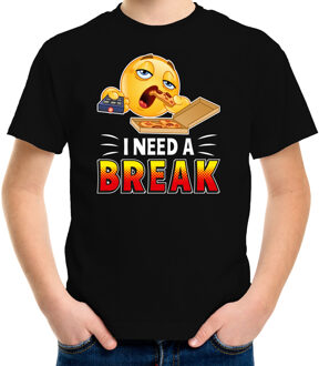 Bellatio Decorations Funny emoticon t-shirt I need a break zwart voor kids S (122-128)