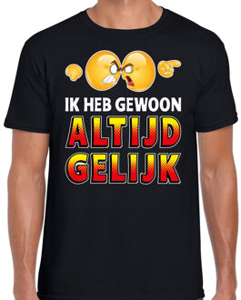 Bellatio Decorations Funny emoticon t-shirt Ik heb gewoon altijd gelijk zwart heren 2XL