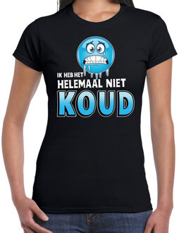 Bellatio Decorations Funny emoticon t-shirt ik heb het helemaal niet koud zwart dames 2XL