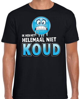 Bellatio Decorations Funny emoticon t-shirt ik heb het helemaal niet koud zwart voor 2XL