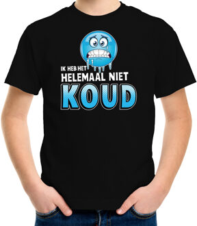 Bellatio Decorations Funny emoticon t-shirt ik heb het helemaal niet koud zwart voor kids XS (110-116)