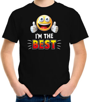 Bellatio Decorations Funny emoticon t-shirt im the best zwart voor kids L (146-152)