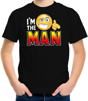 Bellatio Decorations Funny emoticon t-shirt Im the man zwart voor kids XS (110-116)