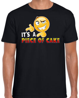 Bellatio Decorations Funny emoticon t-shirt Its a piece of cake zwart heren 2XL