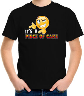 Bellatio Decorations Funny emoticon t-shirt Its a piece of cake zwart kids L (146-152)