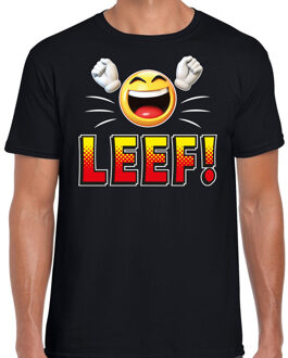 Bellatio Decorations Funny emoticon t-shirt LEEF zwart voor heren 2XL