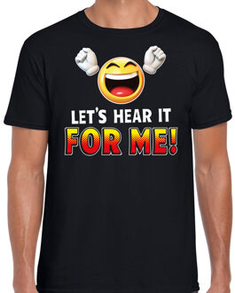 Bellatio Decorations Funny emoticon t-shirt lets hear it for me zwart voor heren 2XL