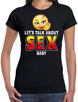 Bellatio Decorations Funny emoticon t-shirt Lets talk about sex zwart dames 2XL