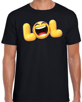 Bellatio Decorations Funny emoticon t-shirt LOL zwart heren 2XL