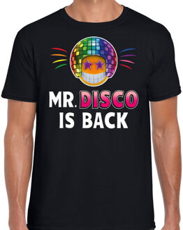 Bellatio Decorations Funny emoticon t-shirt mister disco is back zwart voor heren 2XL