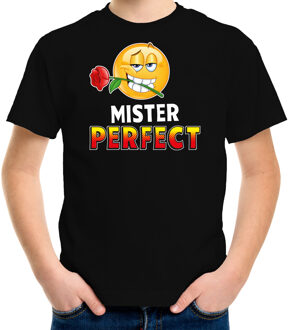 Bellatio Decorations Funny emoticon t-shirt Mister perfect zwart kids L (146-152)