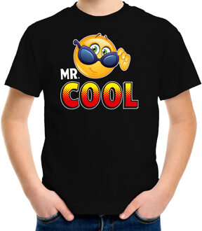 Bellatio Decorations Funny emoticon t-shirt Mr.Cool zwart kids L (146-152)