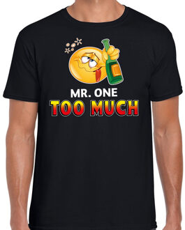 Bellatio Decorations Funny emoticon t-shirt Mr. one too much zwart voor heren 2XL