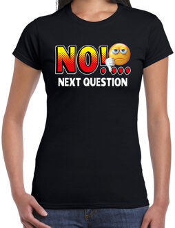 Bellatio Decorations Funny emoticon t-shirt No next question zwart dames XS