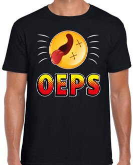Bellatio Decorations Funny emoticon t-shirt oeps zwart voor heren