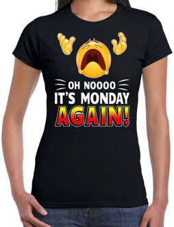 Bellatio Decorations Funny emoticon t-shirt oh nooo its monday again zwart dames XS