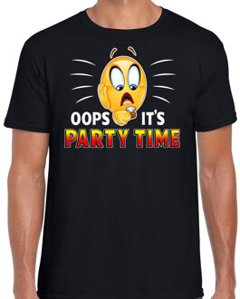 Bellatio Decorations Funny emoticon t-shirt -oops it is party time - zwart - voor heren - Foute party kleding