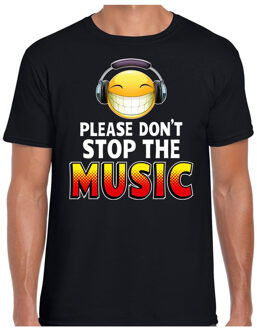 Bellatio Decorations Funny emoticon t-shirt Please dont stop the music zwart heren 2XL