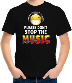 Bellatio Decorations Funny emoticon t-shirt Please dont stop the music zwart kids L (146-152)