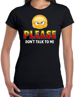 Bellatio Decorations Funny emoticon t-shirt Please dont talk to me zwart voor dames L