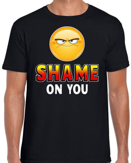 Bellatio Decorations Funny emoticon t-shirt Shame on you zwart heren 2XL