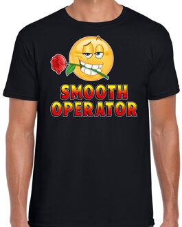 Bellatio Decorations Funny emoticon t-shirt Smooth operator zwart heren 2XL