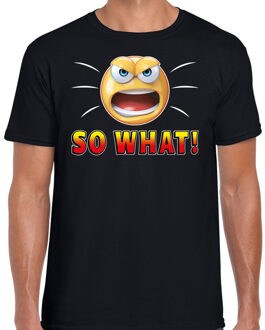 Bellatio Decorations Funny emoticon t-shirt So what zwart heren 2XL