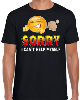 Bellatio Decorations Funny emoticon t-shirt Sorry i cant help myself zwart heren 2XL