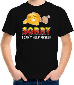 Bellatio Decorations Funny emoticon t-shirt sorry i cant help myself zwart voor kids XS (110-116)