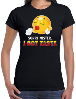 Bellatio Decorations Funny emoticon t-shirt Sorry mister i got taste zwart dames 2XL