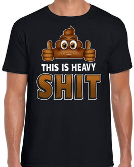 Bellatio Decorations Funny emoticon t-shirt this is heavy shit zwart voor heren