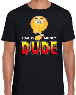 Bellatio Decorations Funny emoticon t-shirt time is money dude zwart voor heren 2XL