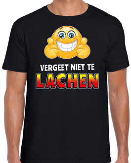 Bellatio Decorations Funny emoticon t-shirt vergeet niet te lachen zwart voor heren M