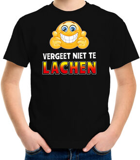 Bellatio Decorations Funny emoticon t-shirt vergeet niet te lachen zwart voor kids L (146-152)