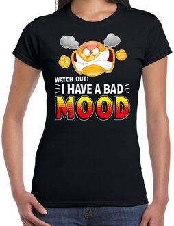 Bellatio Decorations Funny emoticon t-shirt watch out i have a bad mood zwart voor da 2XL