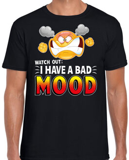 Bellatio Decorations Funny emoticon t-shirt watch out i have a bad mood zwart voor he 2XL