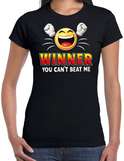 Bellatio Decorations Funny emoticon t-shirt winner you cant beat mezwart voor dames 2XL