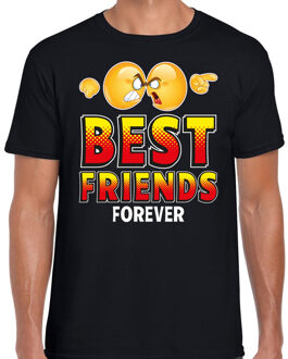 Bellatio Decorations Funny emoticon t-shirt yes best friends forever zwart voor heren S