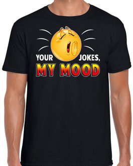 Bellatio Decorations Funny emoticon t-shirt your jokes my mood zwart voor heren 2XL