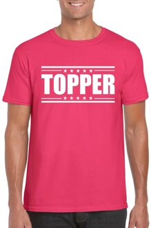 Bellatio Decorations Fuschsia roze t-shirt heren met tekst Topper 2XL - Feestshirts