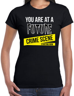Bellatio Decorations Future crime scene halloween verkleed t-shirt zwart voor dames L