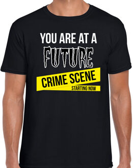 Bellatio Decorations Future crime scene halloween verkleed t-shirt zwart voor heren 2XL