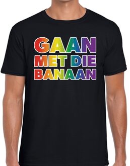 Bellatio Decorations Gaan met die banaan gaypride shirt zwart voor heren 2XL