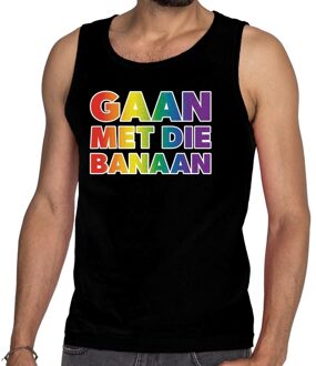 Bellatio Decorations Gaan met die banaan gaypride tanktop zwart heren