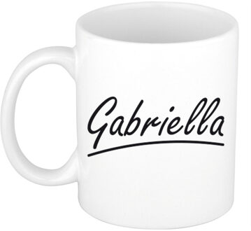 Bellatio Decorations Gabriella Naam koffiemok - beker - met sierlijke letters - wit - 300 ml - Cadeau - Dames