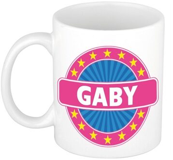 Bellatio Decorations Gaby voornaam koffiemok - beker - wit/roze - 300 ml - Cadeau - Dames - Collega - Moederdag