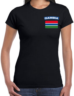 Bellatio Decorations Gambia landen shirt met vlag zwart voor dames - borst bedrukking 2XL