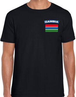 Bellatio Decorations Gambia t-shirt met vlag zwart op borst voor heren